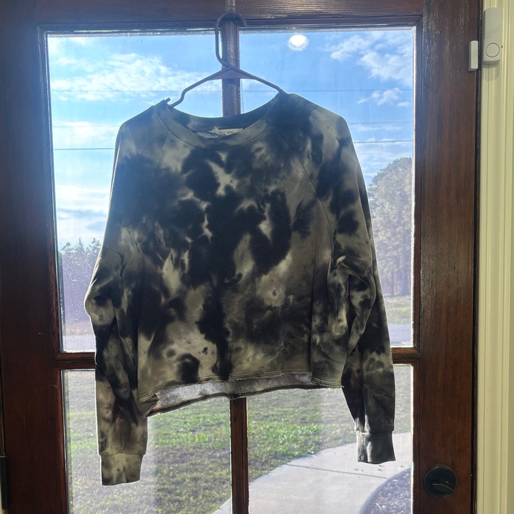 Pink Rose Black and Gray Tie-Dye Sweatshirt
